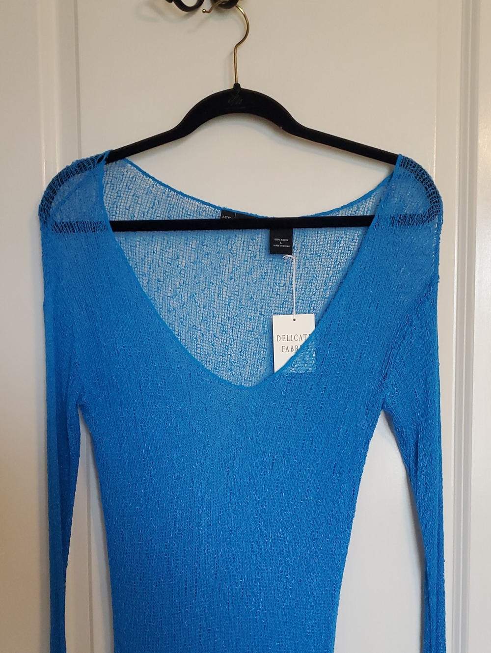 Blue Sheer Knit V-Neck Tunic/ Swim Cover NWT